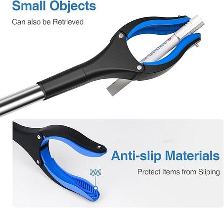 Paquete de 2 herramientas de agarre de 32 pulgadas, barra de recogida plegable de acero extra largo con fuerte agarre magnético, mandíbula antideslizante giratoria de 90°, herramienta de agar