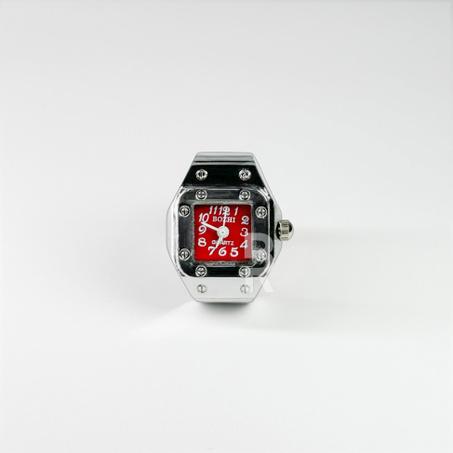 finger watch silver red