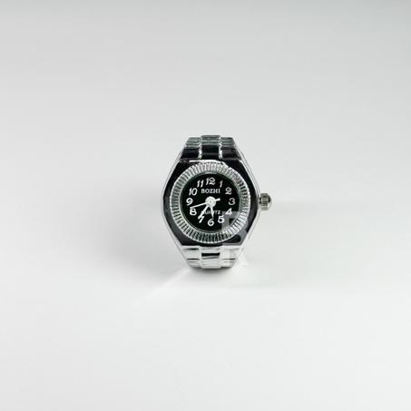 finger watch silver black