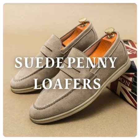 SUEDE PENNY LOAFERS