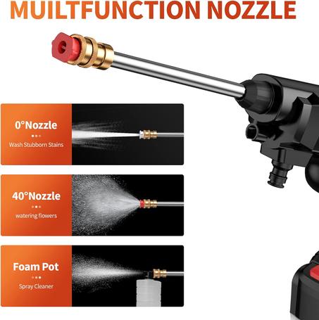 منظف ضغط لاسلكي 24 فولت من فيسلون، غسالة ضغط محمولة مع فوهة مولد فوم مضخة مياه للسيارة، مع بطارية ليثيوم 5600 مللي أمبير في الساعة