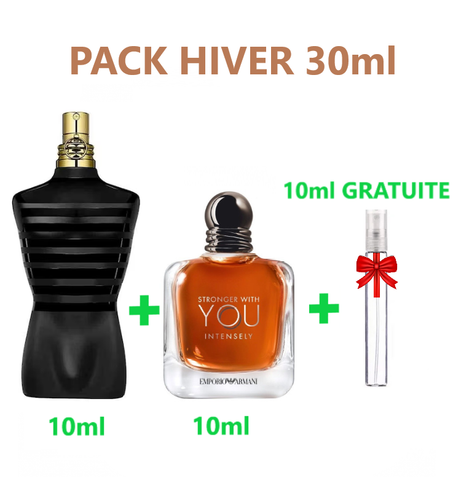 PACK Hiver 30 ml : 10ml JPG Le Male Le Parfum + 10ml SWY Intensely + 10ml Cadeau Surprise