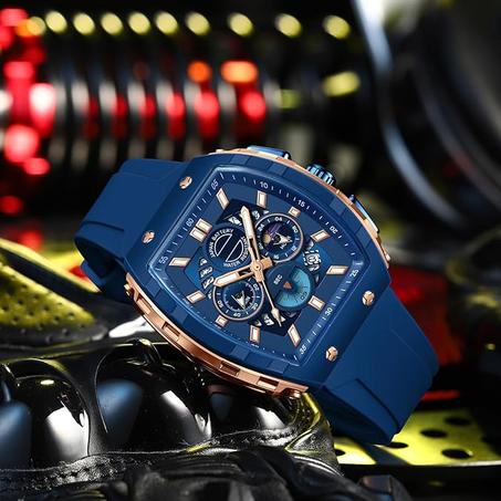 ساعة يد للرجال فريدة من نوعها باللون الابيض والذهبي، ساعة يد رياضية عسكرية مقاومة للماء بوجه كبير