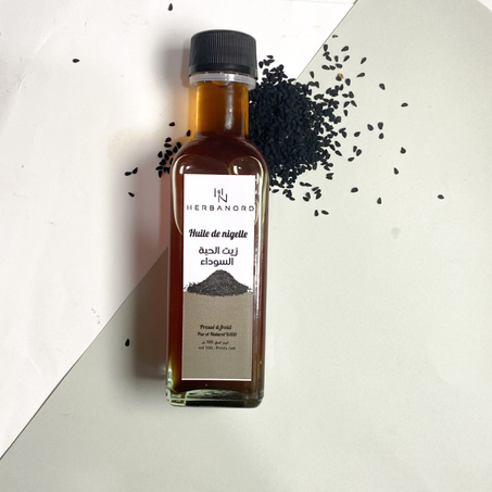 Huile de Nigelle Alimentaire – Trésor naturel pour la santé, 100 % pure et pressée à froid
