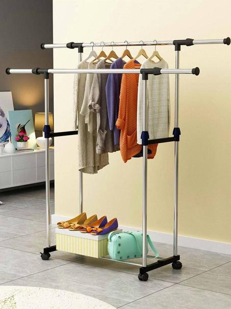 حاملة الملابس   -  Adjustable Clothes Rack Double in inox