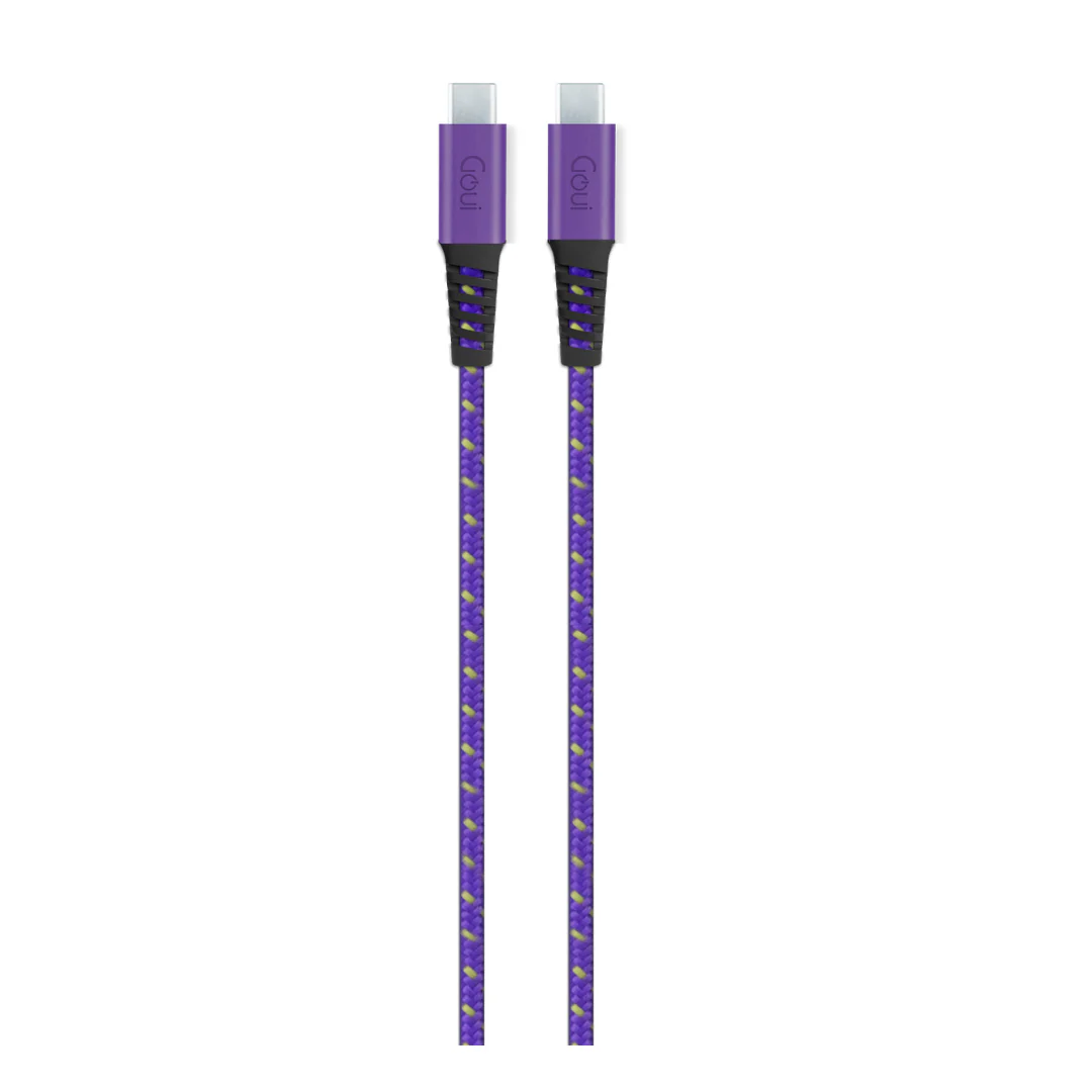 Goui Flex Fashion Câble Type-C vers Type-C Kevlar (1,5m) 60W – Violet / Jaune