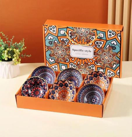 Ensemble de 6 Bols avec Designs Charmants en Céramique de Haute Qualité