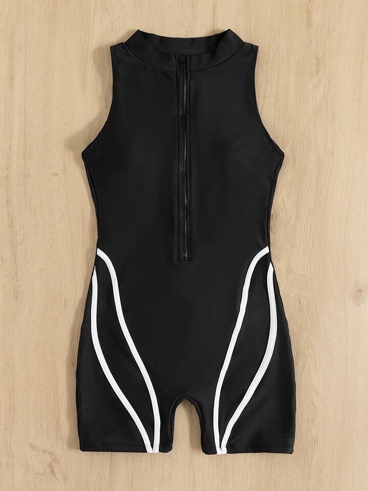 Swim SPRTY Maillot De Bain Une Pièce Liseré Contrastant Zippé