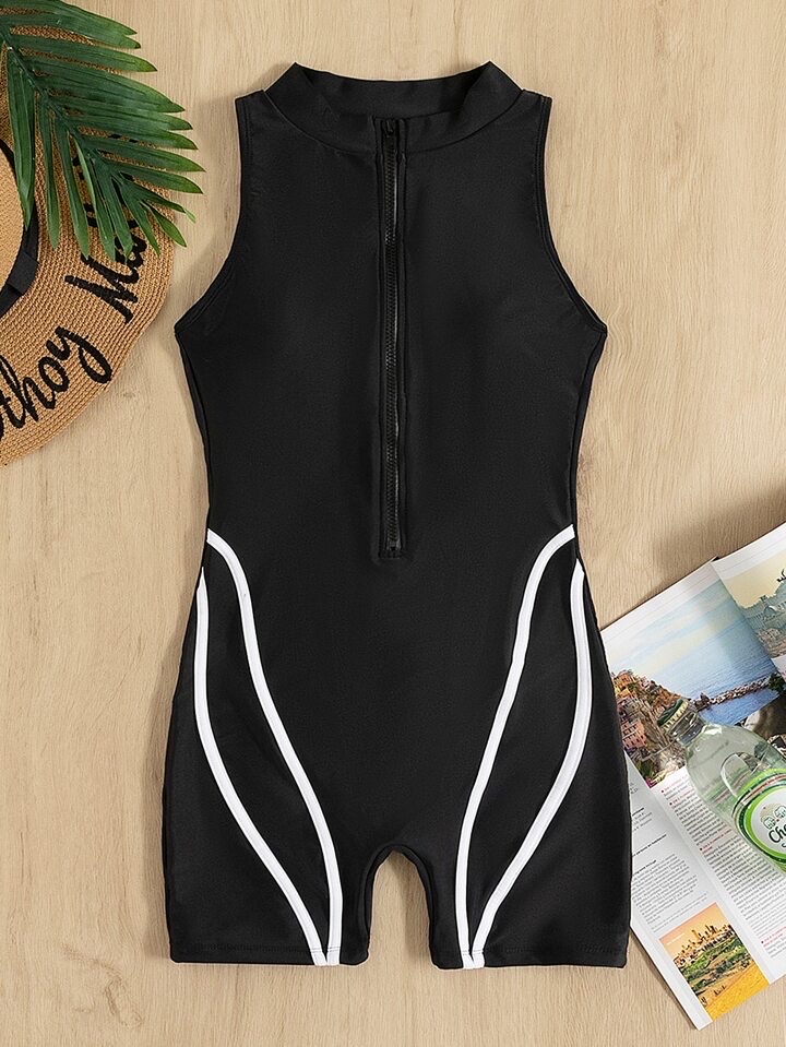 Swim SPRTY Maillot De Bain Une Pièce Liseré Contrastant Zippé