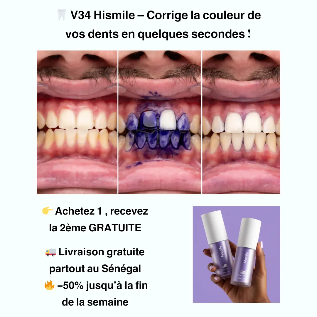 ✨ Correcteur Couleur Dents V34 Hismile – 😁 Sourire Blanc Instantané 🌟 (1 acheté = 1 offert 🎁)