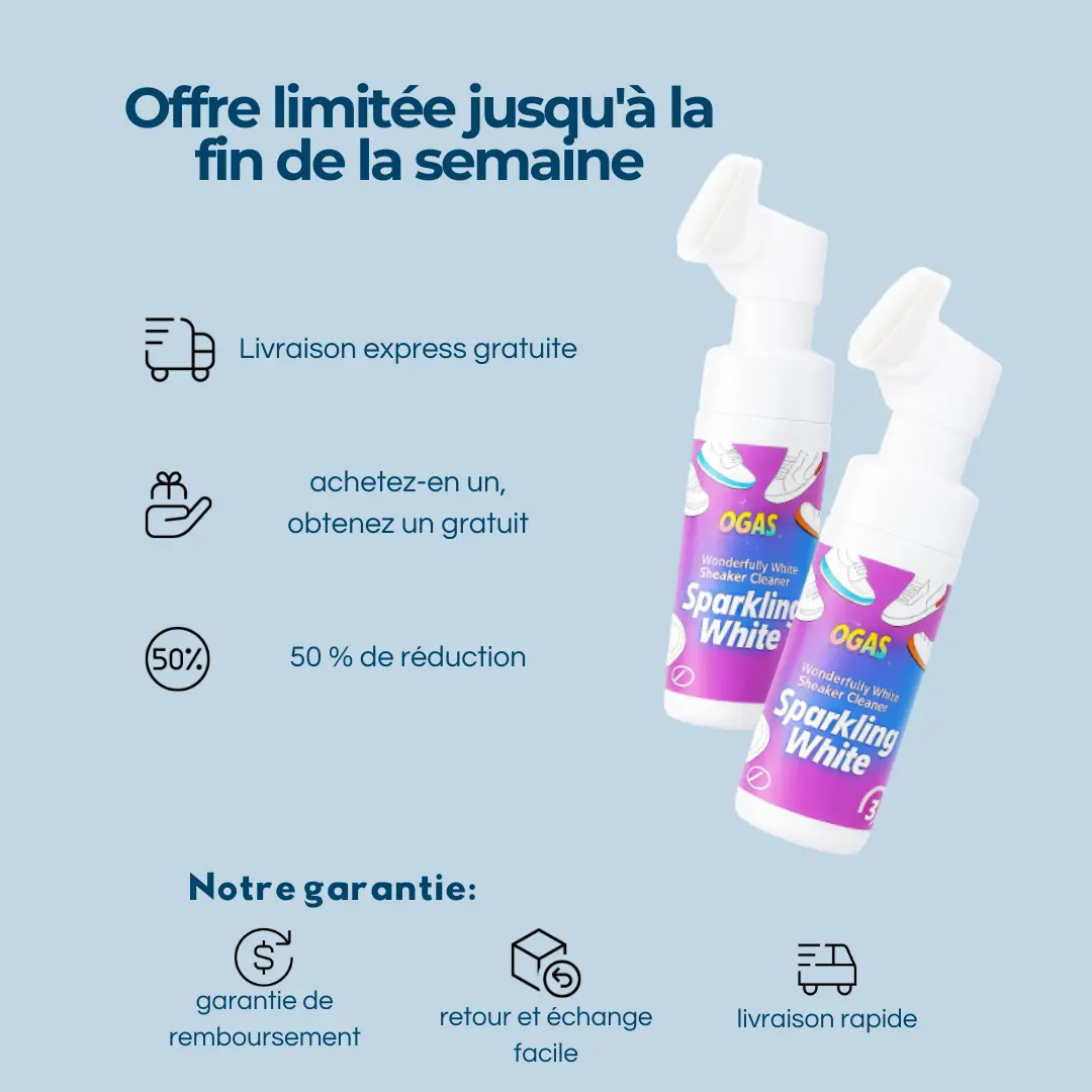 🧼👟 Nettoyant Mousse Chaussures + Brosse – Pour des Chaussures Propres en Quelques Secondes ✨