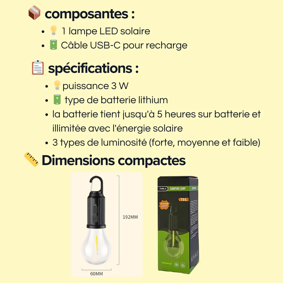 💡ÉcoLumi - Ampoule Solaire Économique – Éclaire ta maison même sans électricité ⚡