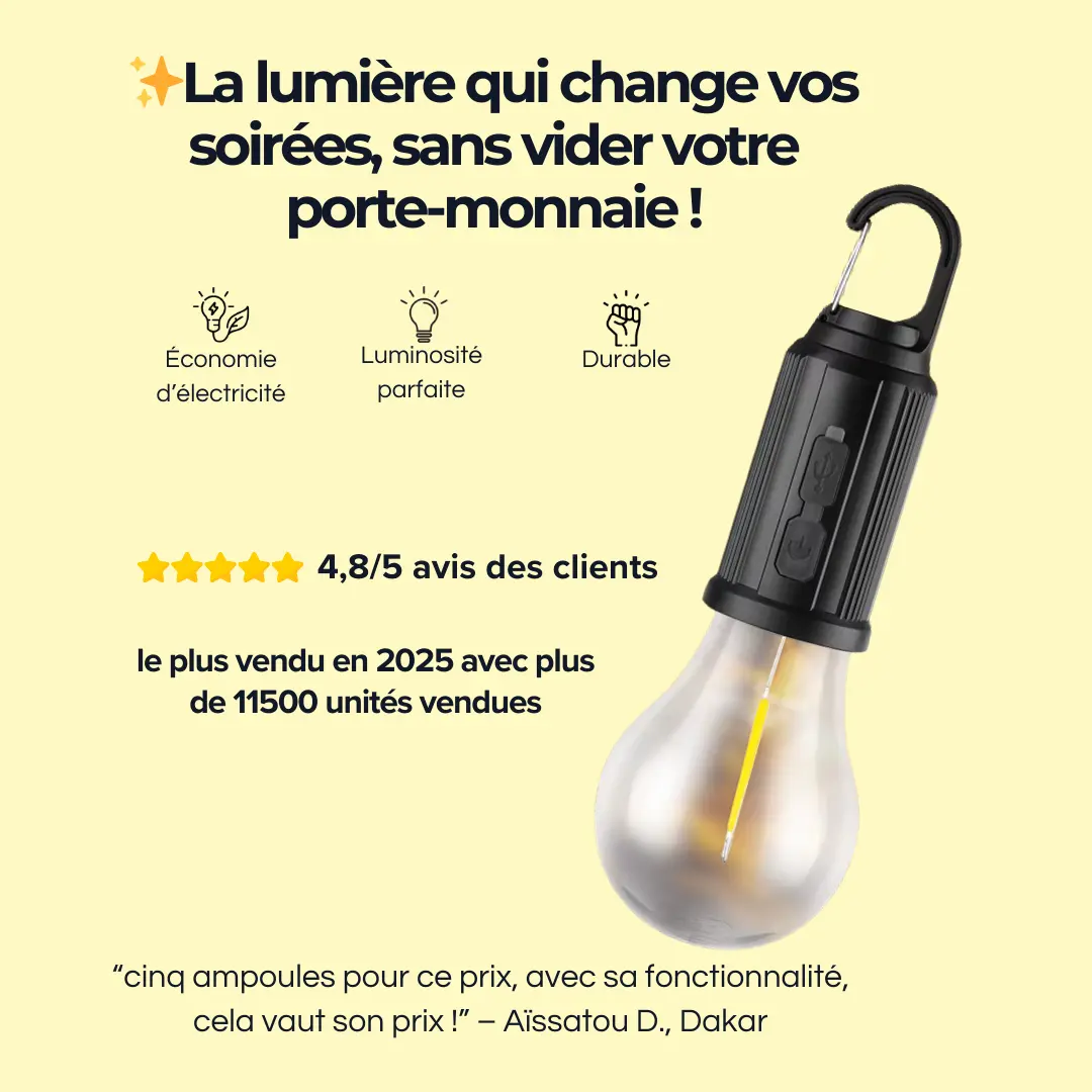 💡ÉcoLumi - Ampoule Solaire Économique – Éclaire ta maison même sans électricité ⚡