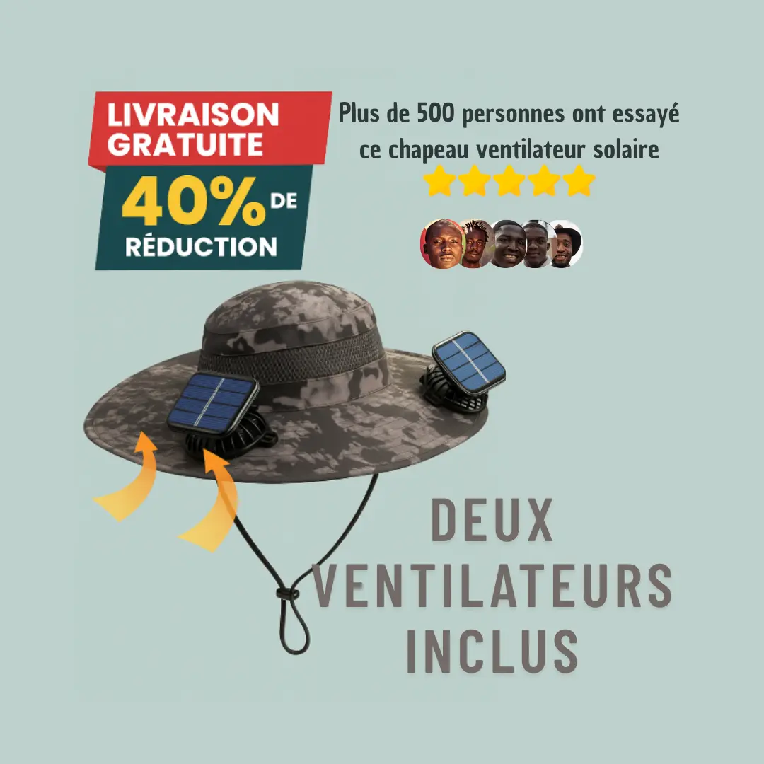 Chapeau avec ventilateur solaire intégré