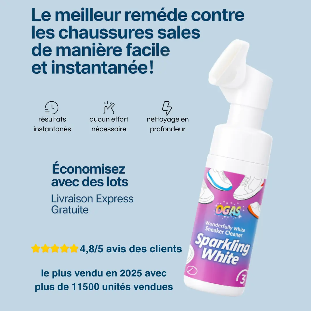 🧼👟 Nettoyant Mousse Chaussures + Brosse – Pour des Chaussures Propres en Quelques Secondes ✨