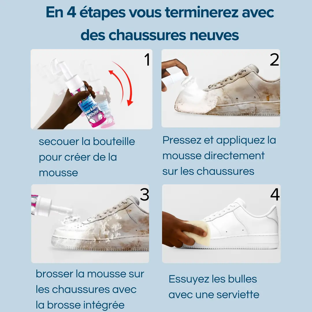 🧼👟 Nettoyant Mousse Chaussures + Brosse – Pour des Chaussures Propres en Quelques Secondes ✨