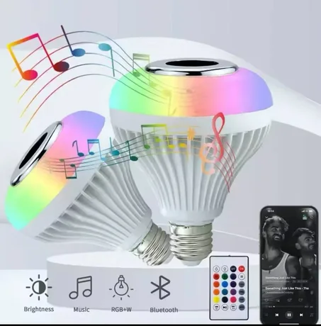 لومبة بلوتوث مع سماعة وجهاز تحكم