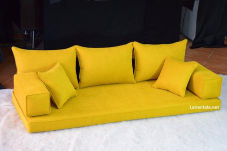 Yellow Color Floor seating sofa living room, Arabic Oriental Moroccan Home Decor Couch