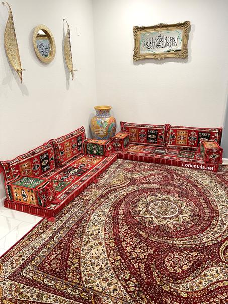 L SHAPED Oriental Floor Seating Sofa Arabic Cushions Turkish Moroccan Home Decor