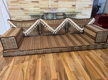 Oriental Floor Seating Sofa,  Brown Arabic Turkish Moroccan Floor cushions, Kilim Couch