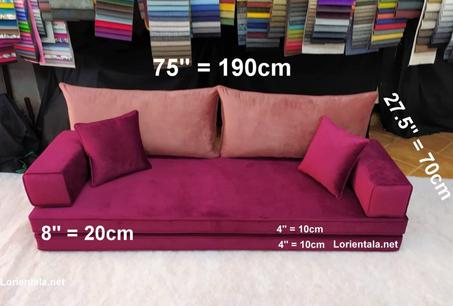 VELVET  fabric  8'' thickness Floor seating sofa living room, Oriental Moroccan Home Decor Couch