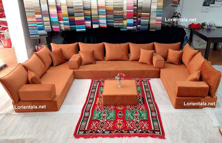 U SHAPED 8'' THICK Amber Sofa Modern living room Oriental Floor Seating Couch