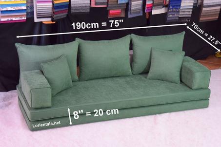 Green Floor cushions Arabic seating sofa living room, Oriental Moroccan Home Decor Couch
