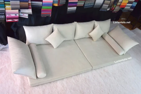 Velvet Beige Floor seating sofa living room, Arabic Oriental Moroccan Home Decor Couch