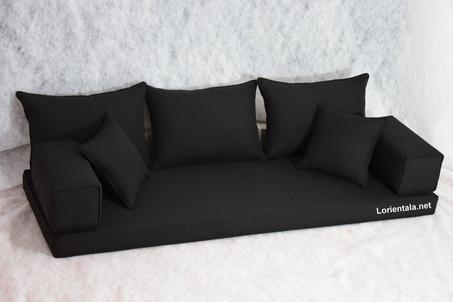 Linen Black Color Floor seating sofa living room, Arabic Oriental Moroccan Home Decor Couch