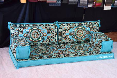 Oriental Turquoise Floor seating sofa living room, Arabic Turkish Moroccan Home Decor Couch