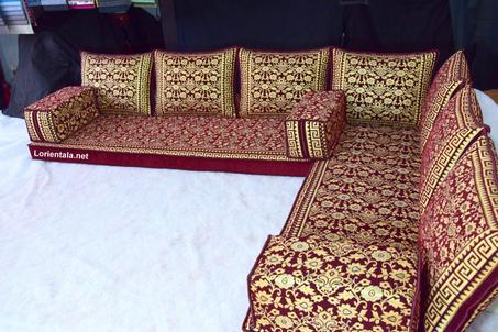 L SHAPED Gold  Oriental Floor Seating Sofa Arabic Cushions Turkish Moroccan Home Decor