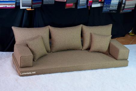 Linen Brown Floor seating sofa living room, Arabic Oriental Moroccan Home Decor Couch