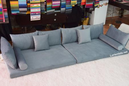 Velvet Gray Floor seating sofa living room, Arabic Oriental Moroccan Home Decor Couch