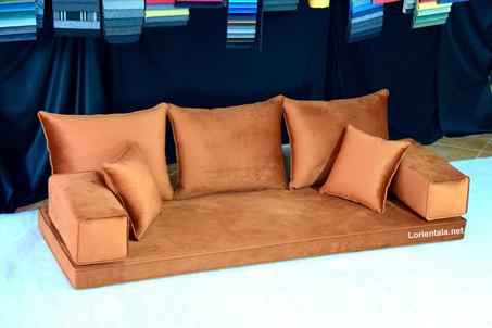 VELVET Amber Color Floor seating sofa living room, Oriental Moroccan Home Decor Couch