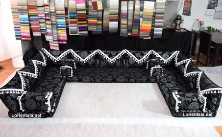 U SHAPED Black Gray Oriental Floor Seating Sofa Arabic  Cushions Home Decor Couch