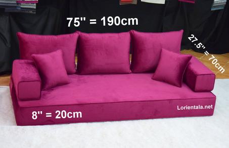 VELVET fabric 8'' thickness Floor seating sofa living room, Oriental Moroccan Home Decor Couch
