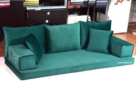 VELVET Green Color Floor seating sofa living room, Arabic Oriental Moroccan Home Decor Couch