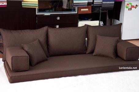 Linen Dark Brown Floor seating sofa living room, Arabic Oriental Moroccan Home Decor Couch