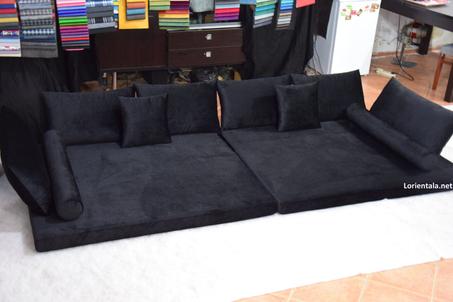 Velvet Black Floor seating sofa living room, Arabic Oriental Moroccan Home Decor Couch