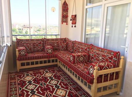 L SHAPED Red Oriental Floor Seating Sofa Arabic Cushions Turkish Moroccan Home Decor