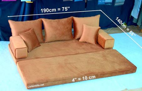 VELVET Fabric Amber Color Floor seating sofa living room, Oriental Moroccan Home Decor Couch