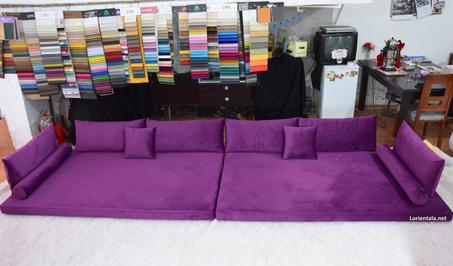 Velvet Purple Floor seating sofa living room, Arabic Oriental Moroccan Home Decor Couch