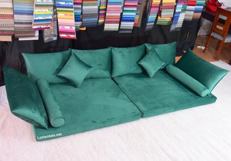 Velvet Green Floor seating sofa living room, Arabic Oriental Moroccan Home Decor Couch