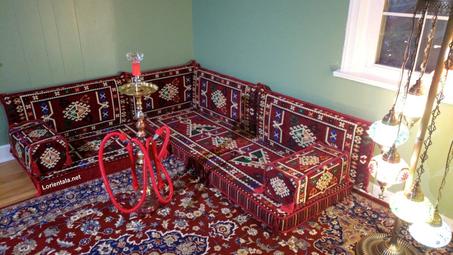 L SHAPED Burgundy Oriental Floor Seating Sofa Arabic Cushions Turkish Moroccan Home Decor