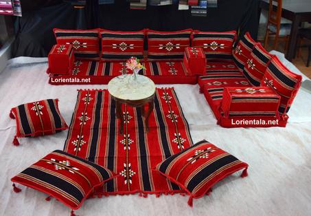 L SHAPED Black Red Oriental Floor Seating Sofa Arabic Cushions Turkish Moroccan Home Decor
