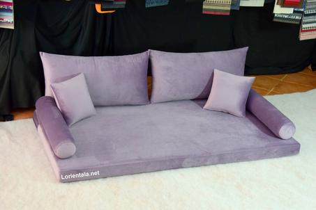 VELVET Purple Fabric Floor seating sofa living room, Oriental Moroccan Home Decor Couch