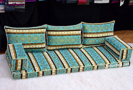 Oriental Blue sky Floor seating sofa living room, Arabic Turkish Moroccan Home Decor Couch