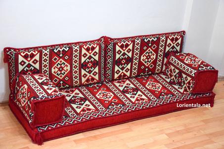Oriental Floor Seating Sofa,  Arabic Turkish Moroccan Floor cushions, Kilim Couch