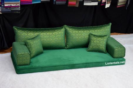 Velvet Green Floor seating sofa living room, Arabic Oriental Moroccan Home Decor Couch