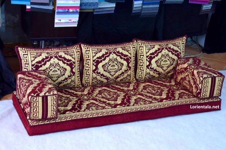 Oriental Gold Floor seating sofa living room, Arabic Turkish Moroccan Home Decor Couch